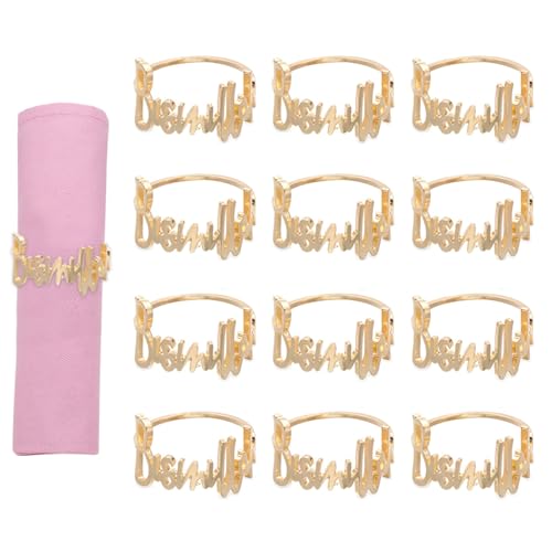 Serviettenringe,12 Stück Bismillah Brief Metall Serviettenring Set, Alphabet Serviette Schnallen Halter Serviette Ringe für Hochzeit Party Ramadan Bankett Tischdekoration von OTKARXUS