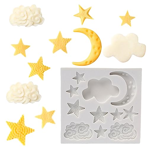Silikonform in Stern-Mond-Wolkenform, 1 Stück Mond und Stern, Schokoladenform, Silikon-Backform für Kuchendekoration, Schokolade, Mousse, Kekse, Süßigkeiten von OTKARXUS