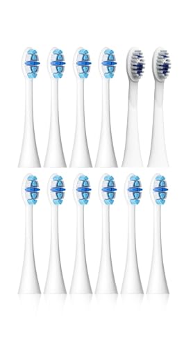 OTKSMDYY Kompatibel Mit Seago Elektrische Zahnbürstenköpfen, 12 Stück, Zahnbürste for Erwachsene, 5 Modi, Drucksensor, IPX7 Wasserdicht, Mit Zahnbürstenhalter C027(SG-C027-12PCS Blue) von OTKSMDYY