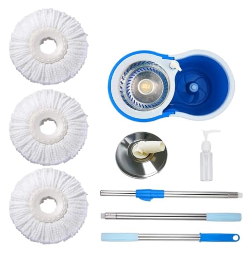 OTKSMDYY Spin Mop Eimersystem mit Wringer-Set, magische runde Mopps, Haushalts-Bodenreinigungswerkzeuge, 360° drehbare Mopps mit ausziehbarem Griff von OTKSMDYY
