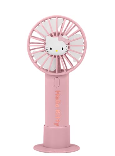 OTL Technologies Hello Kitty, tragbarer Handventilator, mit wiederaufladbarem Akku, Rosa und Gold von OTL Technologies
