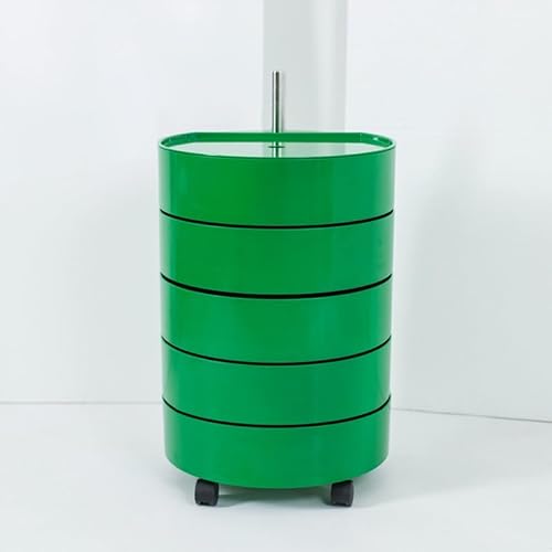 Couchtisch Kleiner Couchtisch, 360 drehbar, Nachttisch, Schlafzimmer, beweglicher runder Schrank, Schreibtisch, Spind, einfacher Kosmetik-Aufbewahrungs-Seitenschrank Wohnzimmertisch(Color:Green) von OTNQFUXI