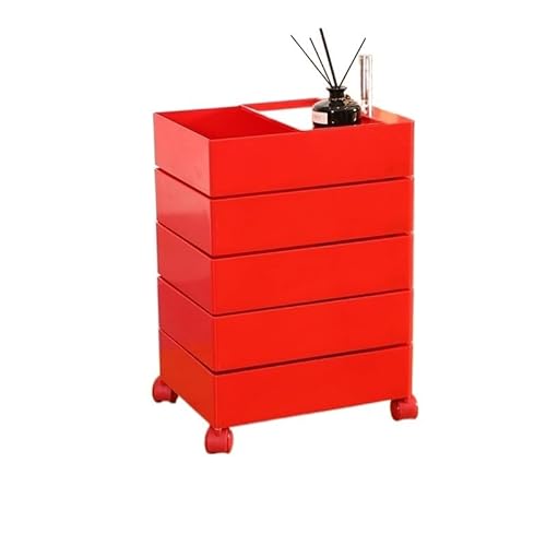 OTNQFUXI Couchtisch 360 drehbarer Aufbewahrungsschrank, moderner, minimalistischer Büro-Mehrschicht-Aktenschrank mit herausnehmbarem Aufbewahrungsschrank, Nachttisch Wohnzimmertisch(Color:Red) von OTNQFUXI