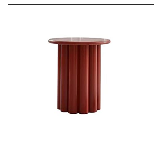 OTNQFUXI Couchtisch Kleiner runder Beistelltisch, Massivholz-Sofa-Beistelltisch, moderner Beistelltisch for kleine Räume im Wohnzimmer, Schlafzimmer, Büro, 21,6 x 19,6 Zoll Wohnzimmertisch(Color:Red) von OTNQFUXI