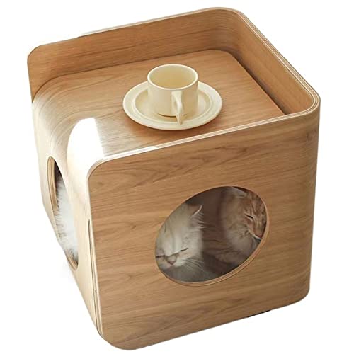 OTNQFUXI Couchtisch Mehrzweck-Beistelltisch aus Holz, mit Katzenbetthöhle, Katzenmöbel-Nachttisch, leicht zu reinigendes, abgedecktes Katzenbett mit austauschbarem, waschbarem Kissen Wohnzimmertisch von OTNQFUXI