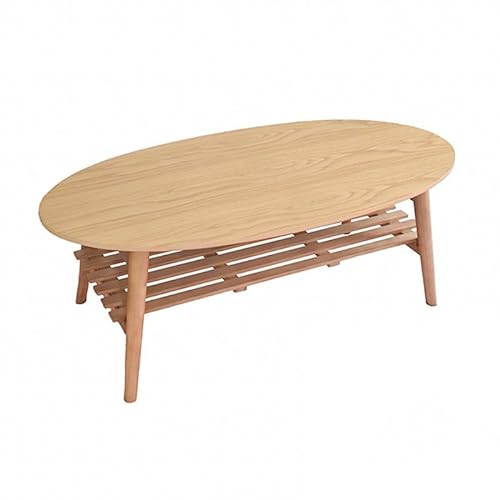 OTNQFUXI Couchtisch Moderne Tischbeine in der Mitte, bewegliche, ovale Walnussmöbel for Familienzimmer, Couchtisch aus Holz mit Stauraum Wohnzimmertisch (Size : Oval Natural) von OTNQFUXI