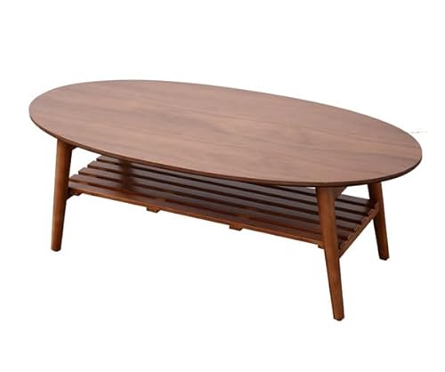 OTNQFUXI Couchtisch Moderne Tischbeine in der Mitte, bewegliche, ovale Walnussmöbel for Familienzimmer, Couchtisch aus Holz mit Stauraum Wohnzimmertisch (Size : Oval Walnut) von OTNQFUXI