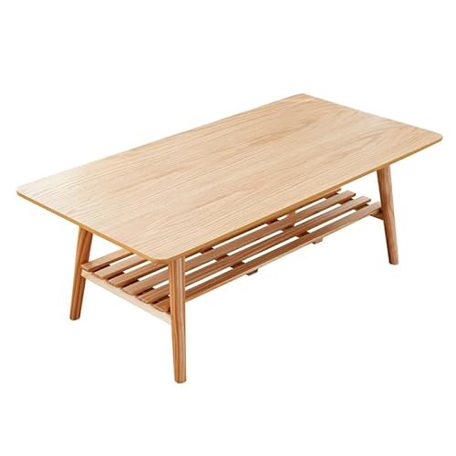 OTNQFUXI Couchtisch Moderne Tischbeine in der Mitte, bewegliche, ovale Walnussmöbel for Familienzimmer, Couchtisch aus Holz mit Stauraum Wohnzimmertisch (Size : Rectangle Natural) von OTNQFUXI