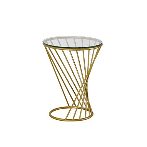 OTNQFUXI Couchtisch Runder Couchtisch Beistelltisch Transparent Glas Spiral Base Design Perfekte Dekoration (Gold) Wohnzimmertisch(Color:Gold,Size:M) von OTNQFUXI