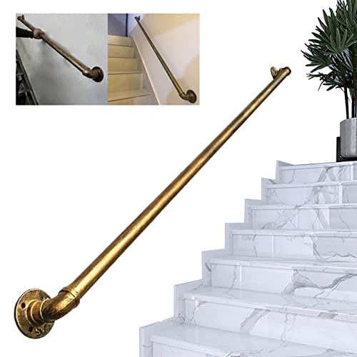 OTOEKO Antik-Messing-Treppen-Handlauf-Haltegriff, Externe Metall-Schmiedeeisen-Treppengeländer-Halterungen für Innenstufen, Korridor-Sicherheits-Stützstange – komplettes Set (Size : 2.7m) von OTOEKO