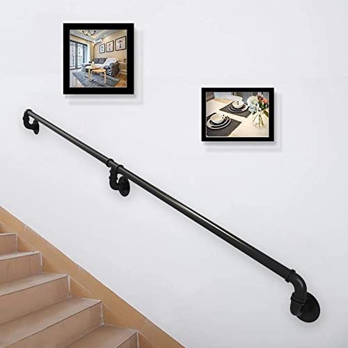 OTOEKO Treppengeländer Handlauf, 1m 1,5m 2m 2,5m 3m Schmiedeeisen Handlauf Geländer Loft Korridor Geländer Wasserleitung Design, Innen- und Außenwandmontage (Size : 2.4m) von OTOEKO