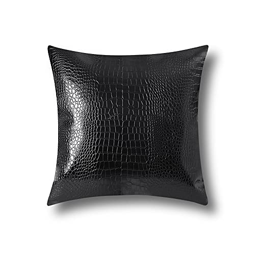 OTOSTAR Krokodilmuster PU-Leder Kissenbezug Dekorativen Wasserdicht Kissenhülle Moderne Minimalist Kissen Fall für Sofa Schlafzimmer Balkon Garten 45x45cm Schwarz von Artscope