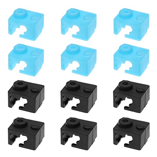 12 Stück 3D Drucker Silikonabdeckung Silikonhülle Ersatz Kompatibel mit E3D V6 3D-Drucker Extruder, 3D-Drucker-Zubehör, Schwarz Blau von OTOTEC