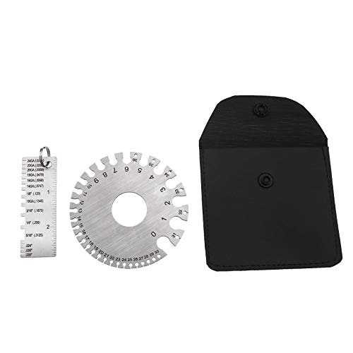 2 Stücke Drahtgrößen Dickenmessgerät Runde Doppelseitige Drahtkabel Blattdicke Standard Metalldicke AWG und SA Edelstahl Schweißlehre von OTOTEC