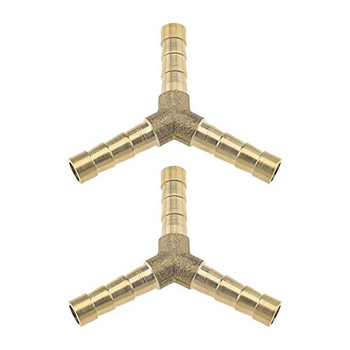 2Pcs 6mm Barb Messing Schlauchanschluss Y-förmiger 3-Wege Schlauchverbinder Rohrverbinder Adapter Gold Für Luft Wasser Heizöl Gas von OTOTEC