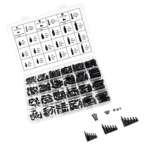 360x M2 M2,5 M3 Nylon Schwarz Männlich zu Weiblich Hex Spacer Schraube Mutter Abstandshalter Zubehör Sortiment Kit Set mit Box und Schraubendreher für PCB Electronics Computers von OTOTEC