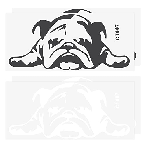 4 Stück Hund Auto Aufkleber Cartoon PVC Wasserdicht Auto Aufkleber Dekoration Schwarz Weiß 23,3 x 11 cm von OTOTEC