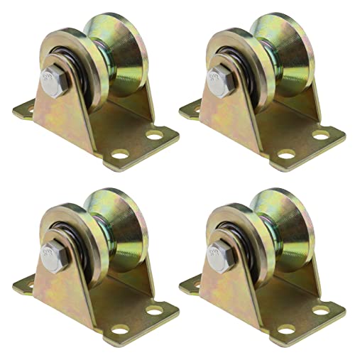 OTOTEC 4 Stück V-Nut-Schiebetor-Rad, Hebekran, Riemenscheibe, Schiebetor, Schienenrolle, Zubehör für Maschinenlader, Garagen, Wäscheleinen, Gold von OTOTEC