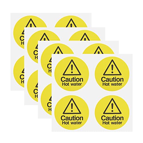 50 Stück Vorsicht Heißwasser Sicherheitsschild Aufkleber Warnschild Aufkleber Selbstklebend Aufkleber PVC Schild Aufkleber für Küche Restaurants Gelb Schwarz von OTOTEC