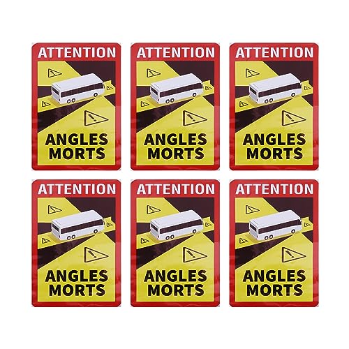 OTOTEC Warnschild "Attention Angles Morts", Toter-Winkel, 25 x 17 cm, PVC, wasserdicht, selbstklebend, Aufkleber für Bus, Wohnmobil in Frankreich, 6 Stück von OTOTEC