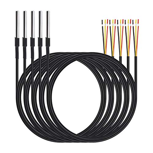 Digitaler Temperatursensor Wasserdichte Sonde mit 1 Meter Kabel mit Messung von -55 ° C bis + 125 ° C 5er-Pack von OTOTEC