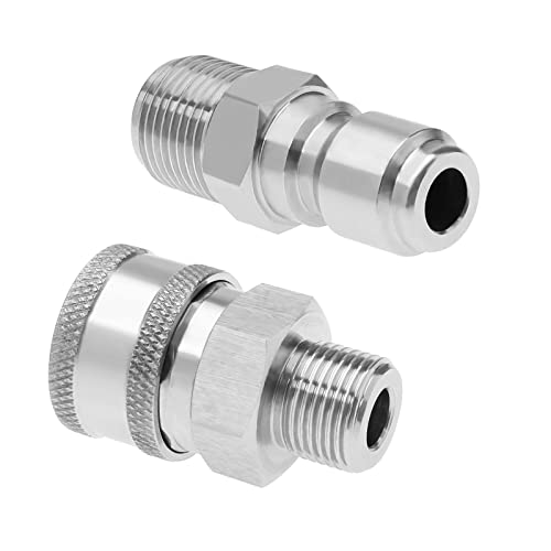 OTOTEC 1 Paar Hochdruckreiniger Adapter 3/8 Zoll BSP Männliche Gewinde Schnellkupplung Steckdose Stecker Edelstahl Kupplung für Hochdruckreiniger 5000 PSI von OTOTEC