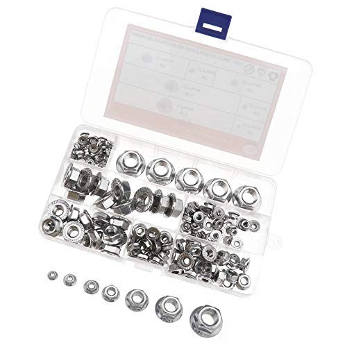 OTOTEC 150er Set Sechskant-Flanschmuttern: M3, M4, M5, M6, M8, M10, M12 - Edelstahl, Industriell, Klasse 6H von OTOTEC