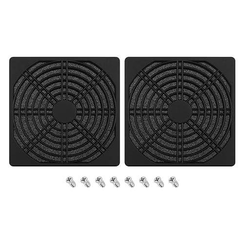 OTOTEC 2 Stück PC Gehäuselüfter Staubfilter 12x12cm PC Gehäuse Lüfter Staubdichte Abdeckung Netznetzabdeckung Kunststoff Computer Lüfter Staubdichter Schutz mit Schrauben Schwarz von OTOTEC