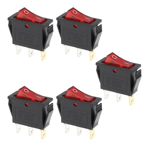 OTOTEC 5 Stück 3-poliger EIN/AUS-Schalter für Camping-Kühlschrank 12 V 20 A 220 V Kippschalter für Kleine Haushaltsgeräte Schalter Rot 31 X 13,6 Mm von OTOTEC