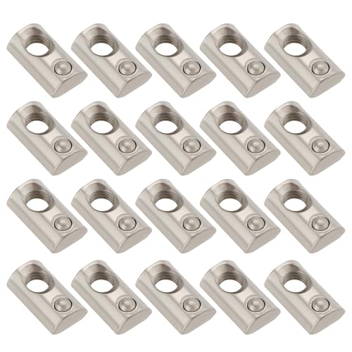 OTOTEC 50 Stück T-Muttern der Serie 20 M5 M6 Einrollfeder-T-Muttern mit Kugel Aluminiumprofil-Zubehör für Aluminiumextrusion 3D-Drucker Silber von OTOTEC