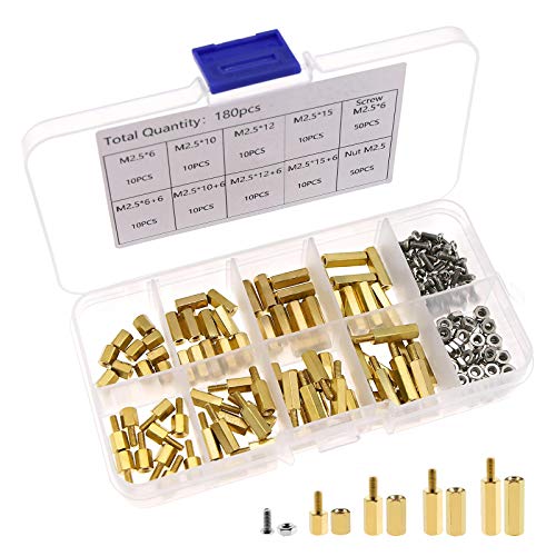 OTOTEC Abstandshalter M2,5 männlich weiblich Messing Sechskantschrauben Mutter für PCB Motherboard Platine Computer Gehäuse 180 Stück von OTOTEC