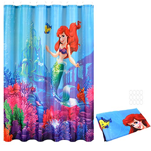 OTOTEC Duschvorhang, Unterwasser-Meerjungfrau, Ariel-Familie, wasserdicht, Polyester, mit 12 Haken, 180 x 180 cm von OTOTEC