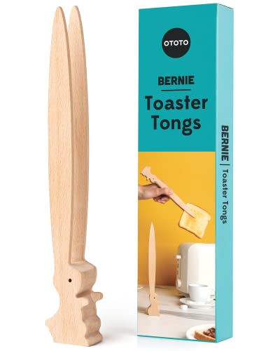 OTOTO Bernie Bunny Toastzange – Kaninchen-Toastzange, Holzzange für Toaster, Holz-Toasterzange – Mehrzweck-Mini-Zange für Vorspeisen, Holzutensilien und niedliche Küchenhelfer von OTOTO