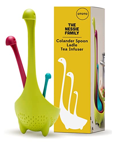 OTOTO The Nessie Family Soup Ladle and Tea Infuser Set - Durable Silicone, Colander for Cooking & Tea Infusers - 100% Food safe, BPA Free Spoon - Heat Resistant Fun Kitchen Gadgets von OTOTO