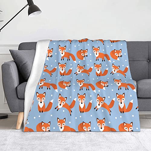 OTRAHCSD Decke, süße kleine Fuchs-Überwurfdecke, weiche, leichte Flanelldecke für Sofas, Bett, Sets (150 x 125 cm) von OTRAHCSD