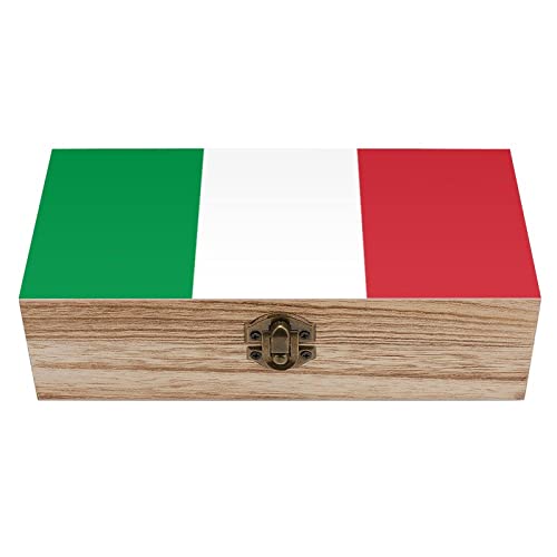 OTRAHCSD Quadratische Holzkiste, Italien-Flagge, Aufbewahrungsbox aus Holz, dekorative Holzkiste für Sammlerstücke von OTRAHCSD