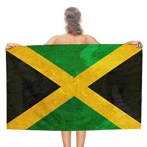 OTRAHCSD Strandtuch, Jamaika-Flagge, Kunst-Design, Badetuch, saugfähiges Handtuch für Schwimmen, Sport, Reisen von OTRAHCSD