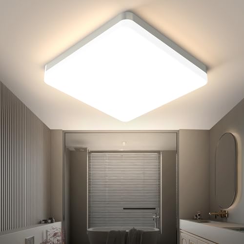 OTREN Deckenlampe Flach LED Deckenleuchte: Badezimmer Lampe IP44 - Panel LED 24W für Schlafzimmer Küche Keller Balkon, 4000K Ø20CM von OTREN