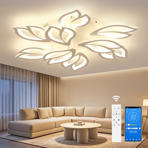 OTREN Deckenlampe Wohnzimmer LED Deckenleuchte, 80W 80CM Wohnzimmerlampe Dimmbar mit Fernbedienung und APP, Lampe Decke Moderne für Wohnzimmer Schlafzimmer Kinderzimmer von OTREN