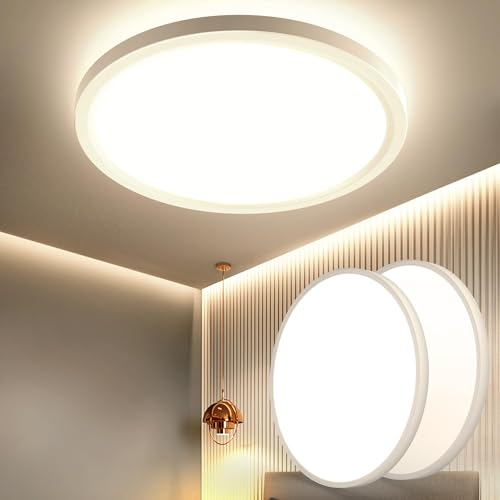 OTREN LED Deckenleuchte Flach, Rund Badlampe Deckenlampen, Modern Panel Lampe für Badezimmer Wohnzimmer Schlafzimmer Badezimmer, 3000K, IP44, Ø23CM - 2 Packs von OTREN