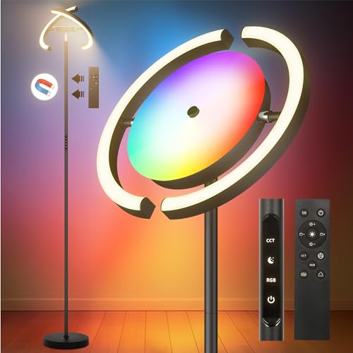 OTREN LED Stehlampe Wohnzimmer, RGB Deckenfluter LED Dimmbar 28W Modern Stehlampe, 3000K-6000K Stehleuchte Dimmbar mit Fernbedienung&Touch Steuerung, Standlampe LED für Schlafzimmer, Büro von OTREN