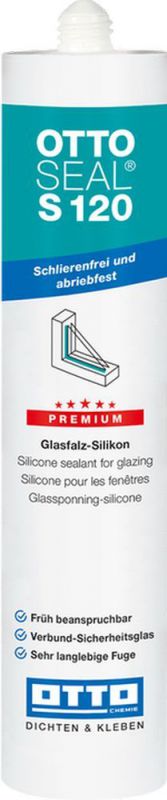 OTTOSEAL S 120 Premium-Glasfalz-Silikon 310 ml Kartusche C8571 transp. schwarz - 1801428 von OTTO-CHEMIE