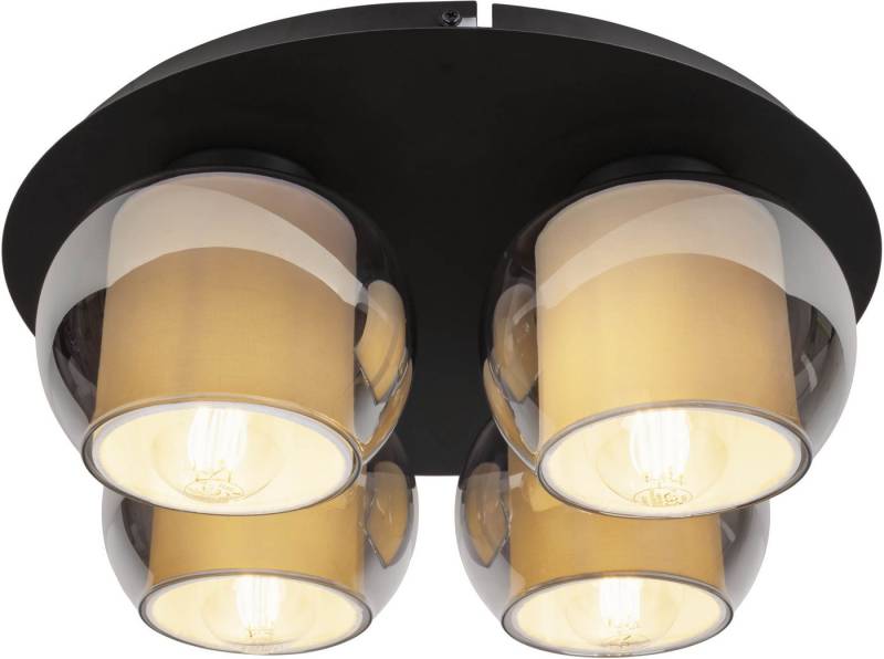 OTTO home Deckenleuchte Tanissa, ohne Leuchtmittel, rund, 4 kugelförmige Rauchglas-Schirme innen mit Stoff, 4x E27 exkl. OTTO home Deckenleuchte Tanissa, ohne Leuchtmittel, rund, 4 kugelförmige Rauchglas-Schirme innen mit Stoff, 4x E27 exkl. von OTTO home