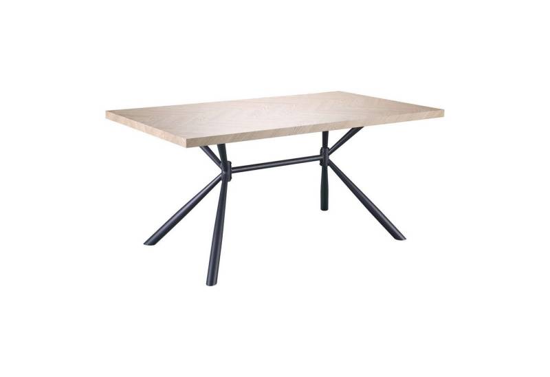 OTTO home Esstisch Larchant, Tischplatte in Fischgrätoptik, schwarze Metallbeine, Höhe 76 cm von OTTO home