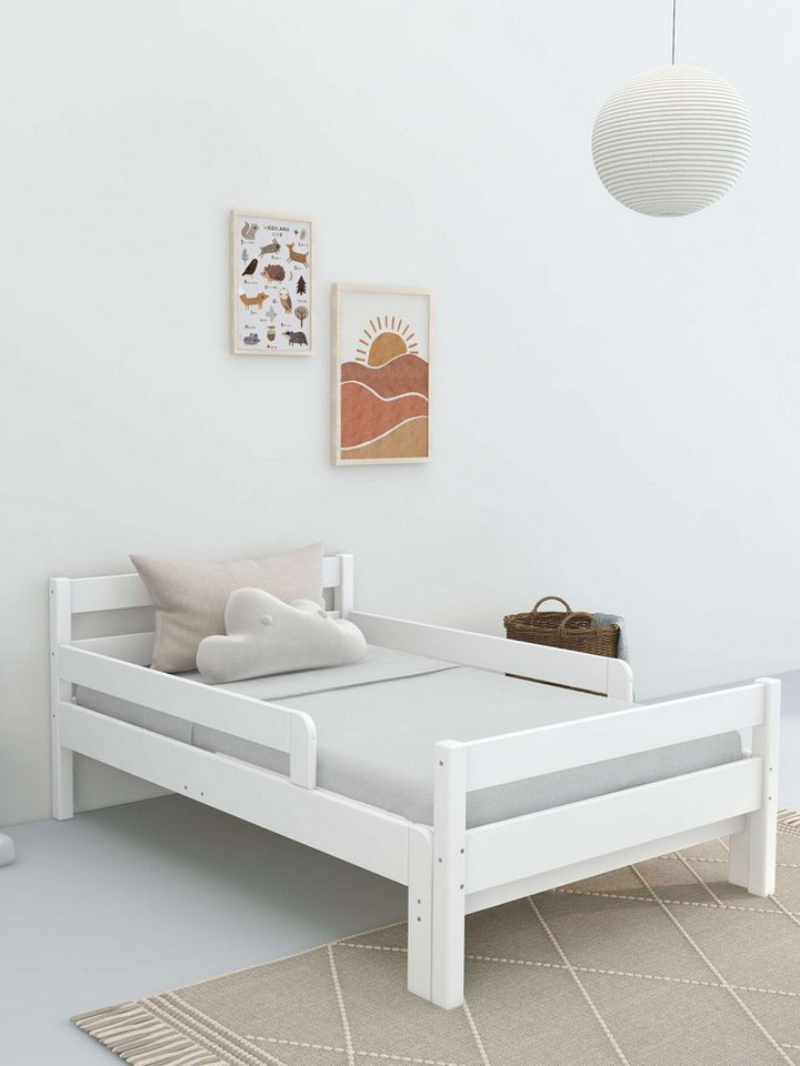OTTO home Kinderbett Wenke, ausziehbar von 140 bis 200 cm, FSC® (90cm Breite, 140-200cm Liegefläche), massive Kiefer, mit Lattenrost, zeitlose Optik, Rausfallschutz von OTTO home