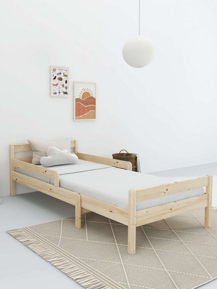 OTTO home Kinderbett Wenke, ausziehbar von 140 bis 200 cm, FSC® (90cm Breite, 140-200cm Liegefläche), massive Kiefer, mit Lattenrost, zeitlose Optik, Rausfallschutz von OTTO home