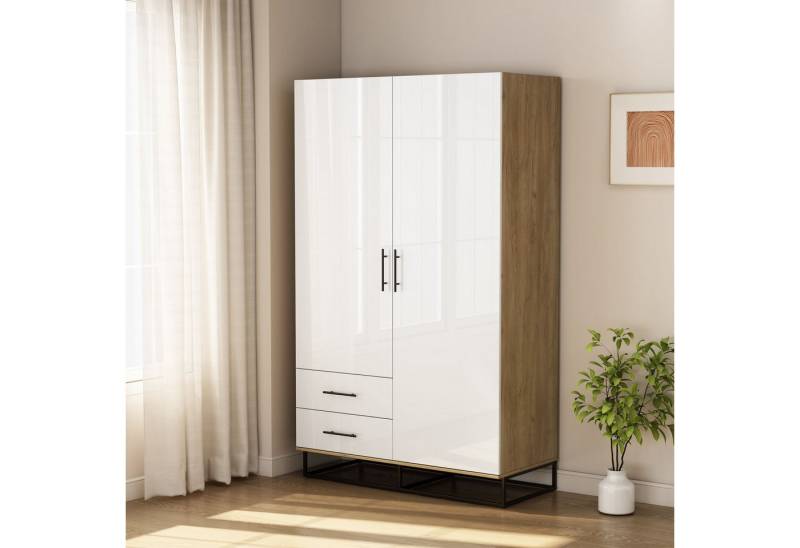 OTTO home Kleiderschrank Lucca Schlafzimmerschrank Garderobe Hochglanz Bestseller Schlafzimmerschrank mit 2 Türen und 2 Schubladen, Breite 120cm von OTTO home