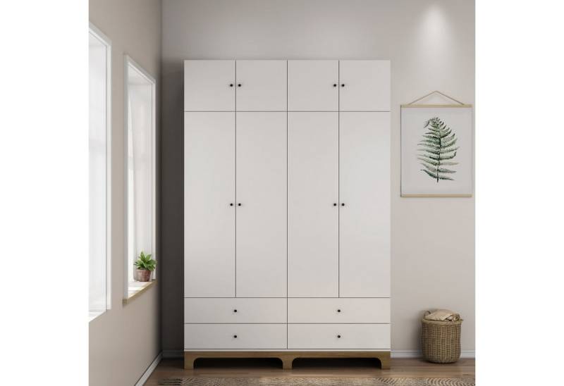 OTTO home Kleiderschrank Oslo Schlafzimmerschrank Garderobe weiß Landhaus Bestseller Schlafzimmerschrank mit 4 Türen und 4 Schubladen, Breite 160cm von OTTO home
