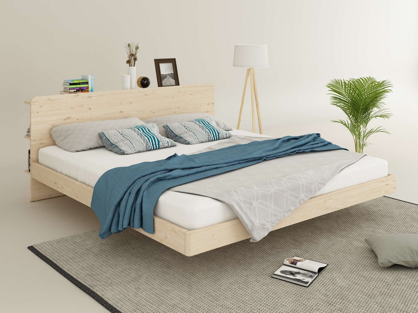 OTTO home Massivholzbett Amaliah Schwebebett, versteckte Regale hinter dem Kopfteil, schwebender Effekt, mit Lattenrost, modernes Design, stabile Qualität OTTO home Massivholzbett Amaliah Schwebebett, versteckte Regale hinter dem Kopfteil, schwebender Effekt, mit Lattenrost, modernes Design, stabile Qualität von OTTO home