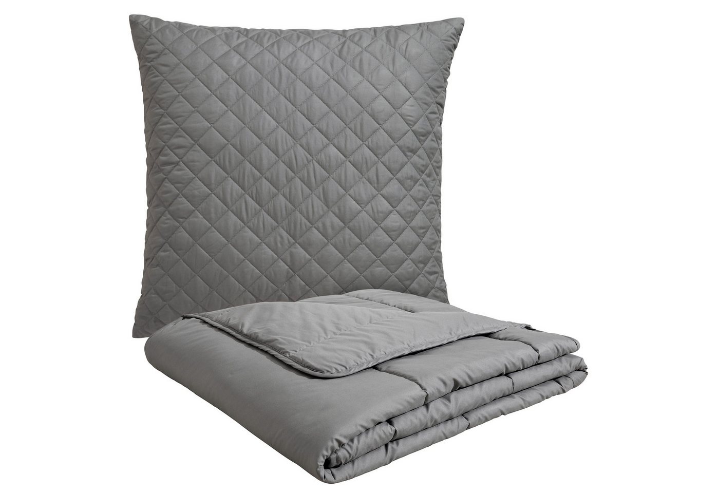 OTTO home Microfaserbettdecke + Microfaserkissen Claara Spar Set, Decke + Kissen 135x200, 155x200 cm & weitere Größen, Set mit Kissen 40x80 cm, 80x80 cm, Sommer, Herbst, Winter in grau von OTTO home